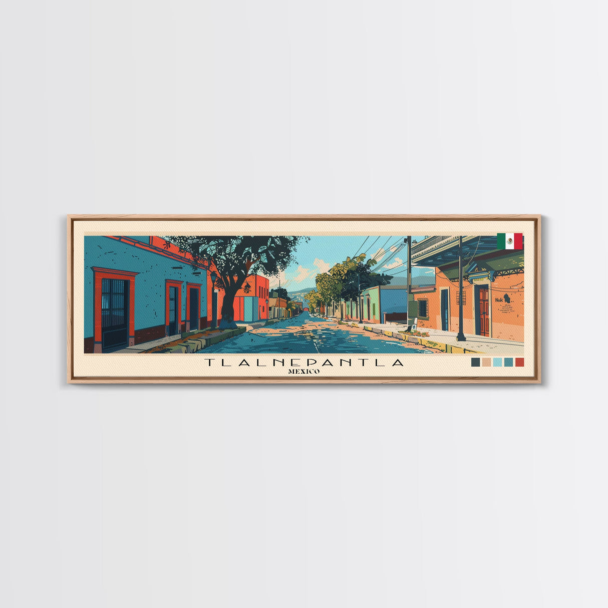 Tlalnepantla, Mexico Panoramic Canvas Print, Tlalnepantla, Mexico Painting, Mexico Art, Tlalnepantla Travel Poster, Travel Art, Vacation Gift