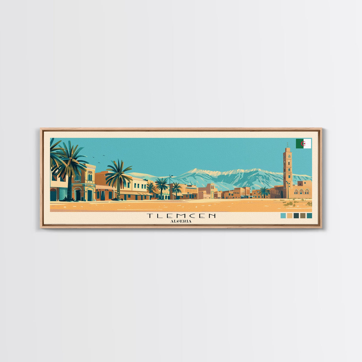 Tlemcen, Algeria Panoramic Canvas Print, Tlemcen, Algeria Painting, Algeria Art, Tlemcen Travel Poster, Travel Art, Housewarming Gift