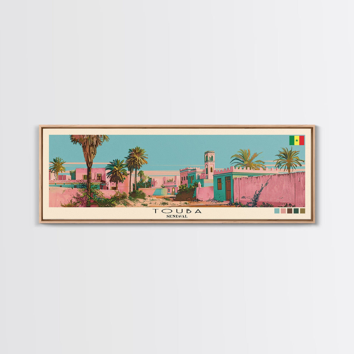 Touba, Senegal Panoramic Canvas Print, Touba, Senegal Painting, Senegal Art, Touba Travel Poster, Travel Art, Guest Room Painting