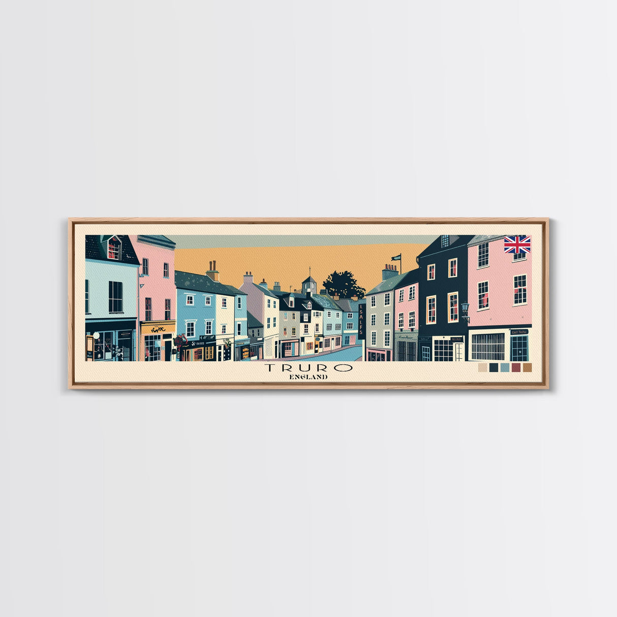 Truro, England Panoramic Canvas Print, Truro, England Painting, England Art, Truro Travel Poster, Travel Art, Guest Room Painting