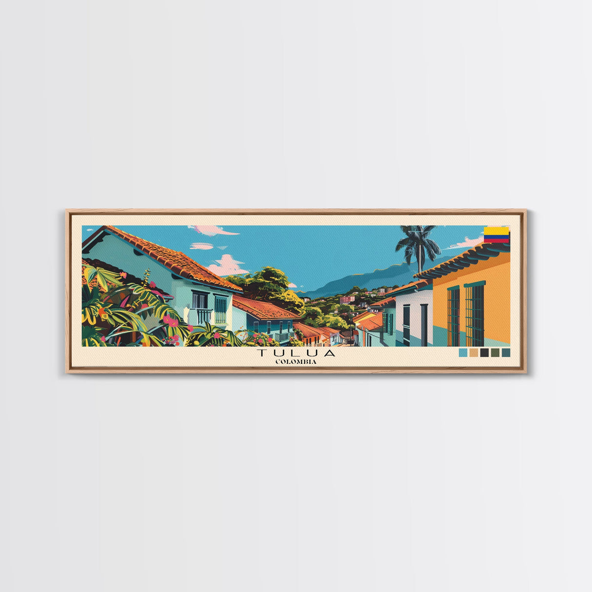 Tulua, Colombia Panoramic Canvas Print, Tulua, Colombia Painting, Colombia Art, Tulua Travel Poster, Travel Art, Living Room Painting