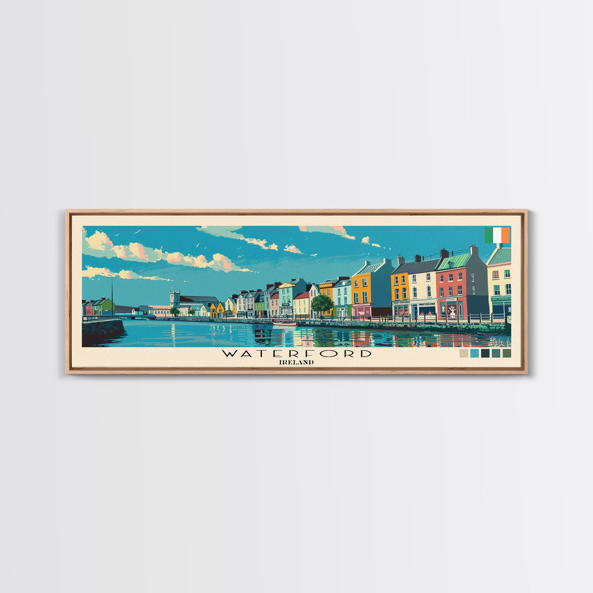 Waterford, Ireland Panoramic Canvas Print, Waterford, Ireland Painting, Ireland Art, Waterford Travel Poster, Travel Art, Housewarming Gift