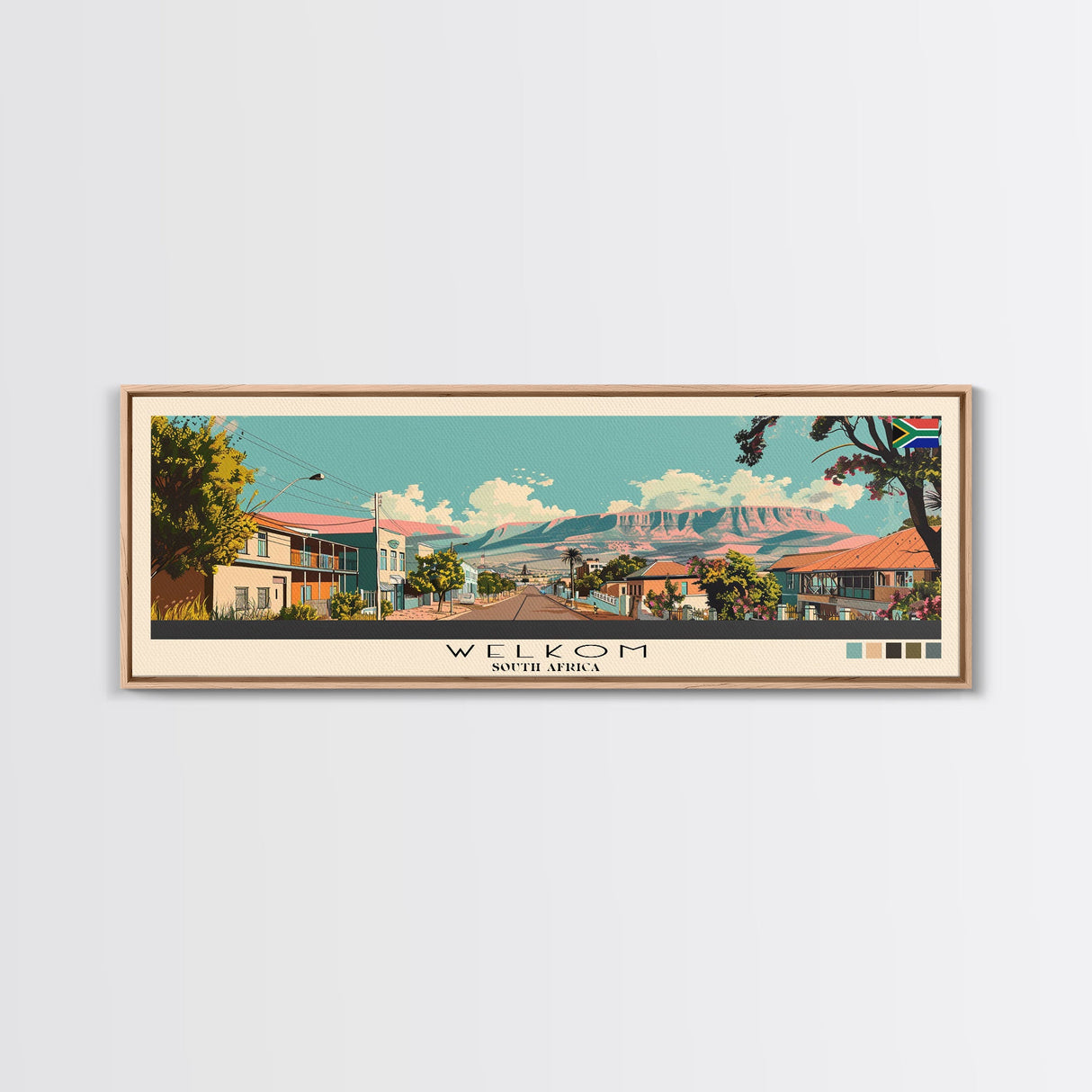 Welkom, South Africa Panoramic Canvas Print, Welkom, South Africa Painting, South Africa Art, Welkom Travel Poster, Travel Art, Guest Room Painting