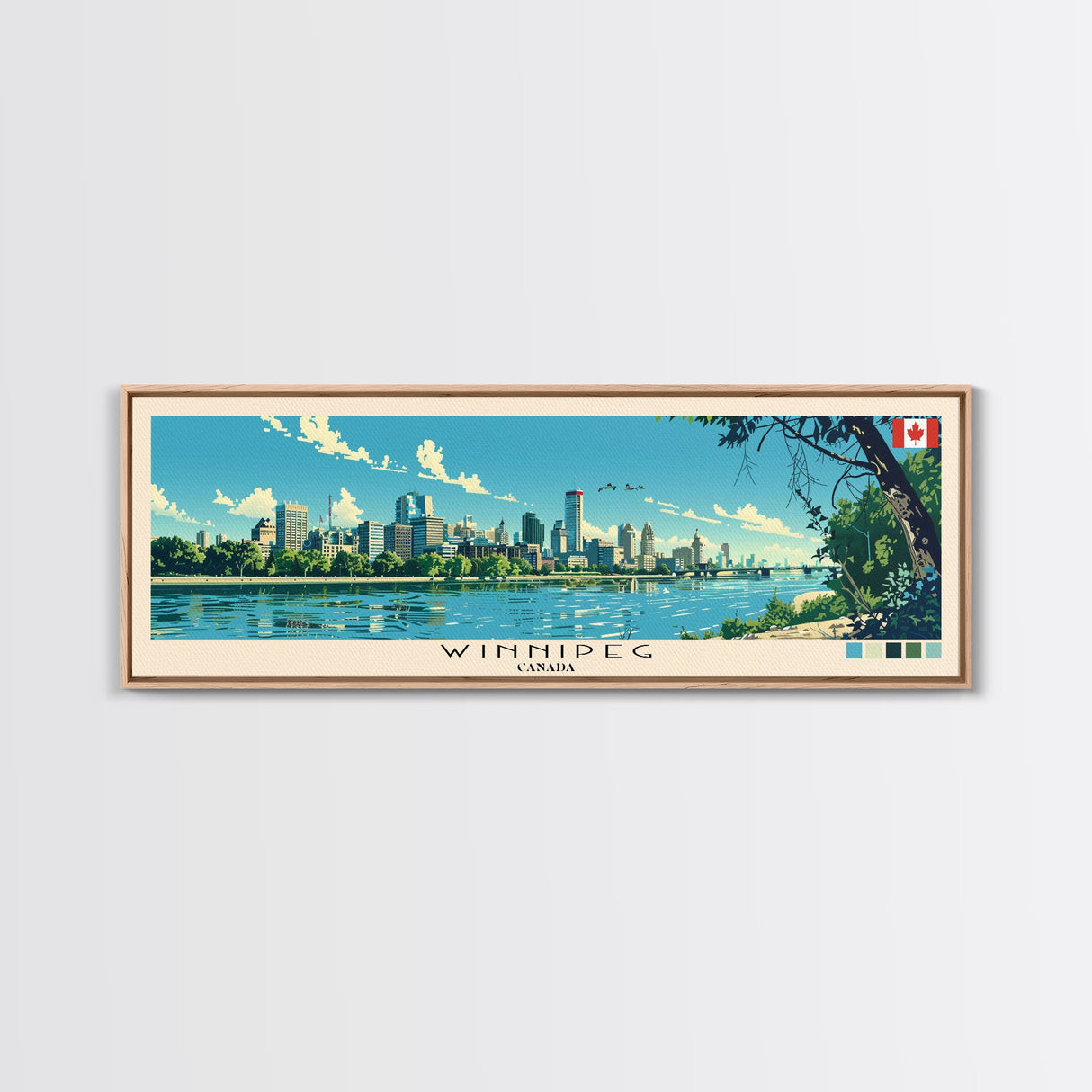 Winnipeg, Canada Panoramic Canvas Print, Winnipeg, Canada Painting, Canada Art, Winnipeg Travel Poster, Travel Art, Guest Room Painting