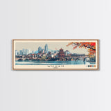 Wuhan, China Panoramic Canvas Print, Wuhan, China Painting, China Art, Wuhan Travel Poster, Travel Art, Vacation Gift