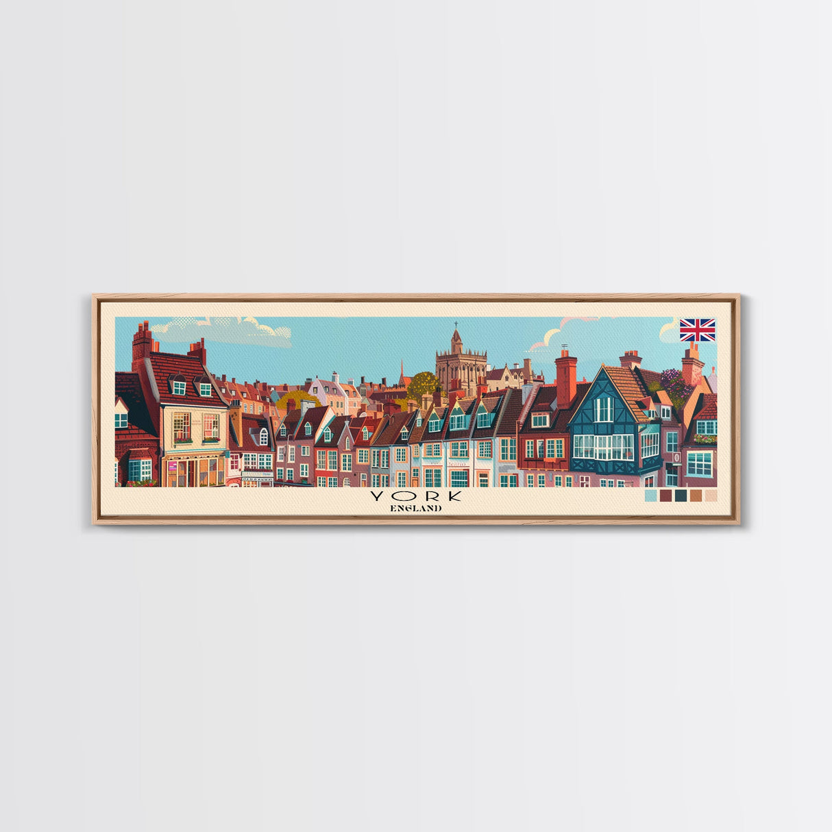 York, England Panoramic Canvas Print, York, England Painting, England Art, York Travel Poster, Travel Art, Vacation Gift