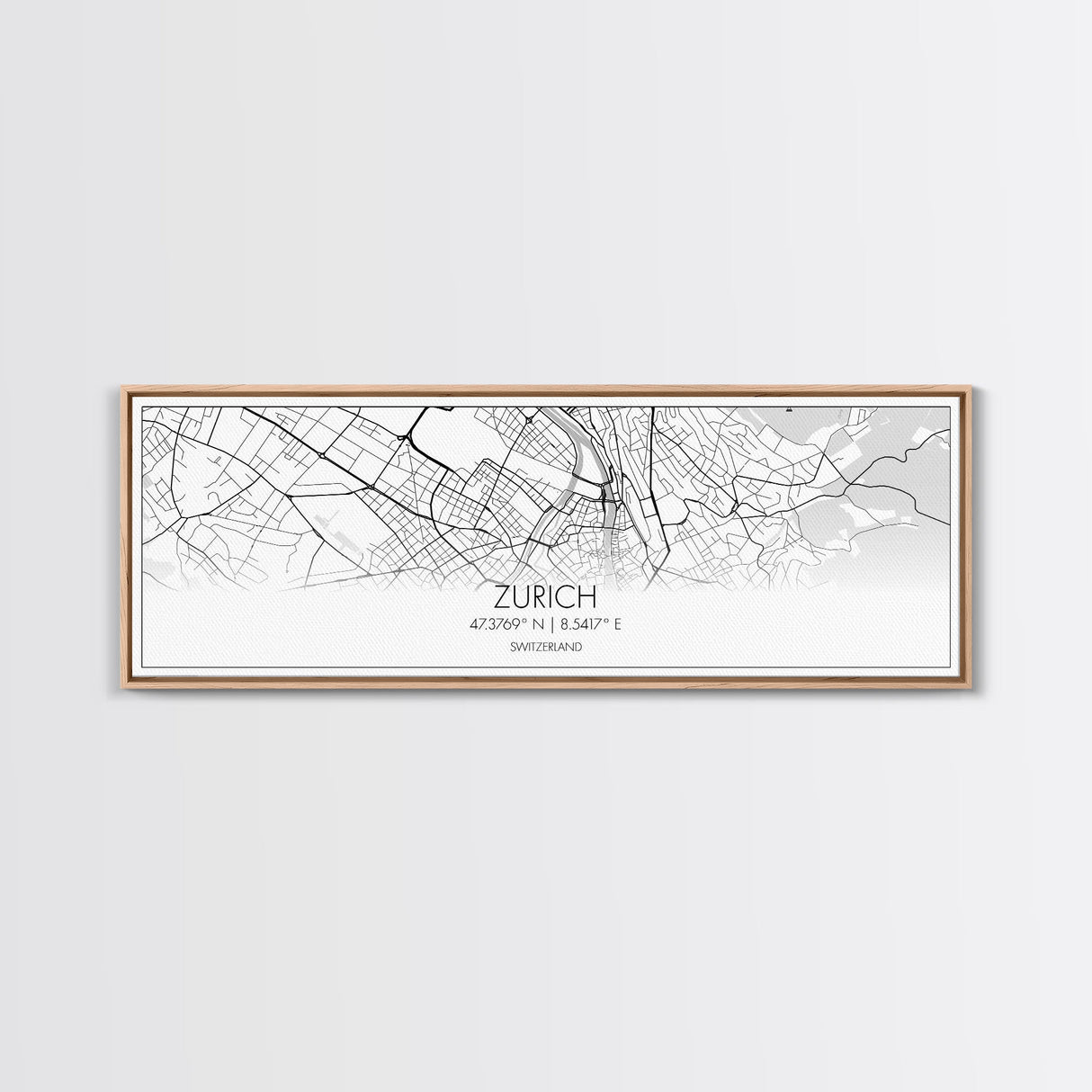 Panoramic Zurich City Map, Switzerland Art, Map Print, Minimalist Wall Art, Canvas Art, Housewarming Gift, Street Map Art, Closing Gift