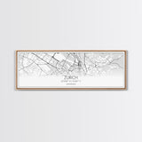 Panoramic Zurich City Map, Switzerland Art, Map Print, Minimalist Wall Art, Canvas Art, Housewarming Gift, Street Map Art, Closing Gift