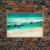 Canvas Print, Painting of Emerald Green Waves, Framed Canvas Art, whimsical ocean art, framed wall art