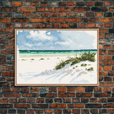 framed ocean art canvas, beach wall art, framed wall art, living room wall decor, abstract landscape art, framed canvas print