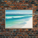 Serene Beach Scene | Bora Bora Art | Framed Canvas Print | Wood Frame Wall Art | Boho Style Primitive Art