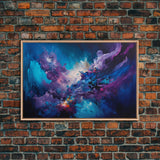 Large Blue and Purple Framed Canvas Print Abstract Art, Extra Large Painting On Canvas, Large Abstract Art, Contemporary Art Canvas