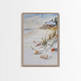 Christmas On A Snow Capped Beach, Wood Framed Wall Art, Rustic Christmas Decor, Tropical / nautical Christmas Art