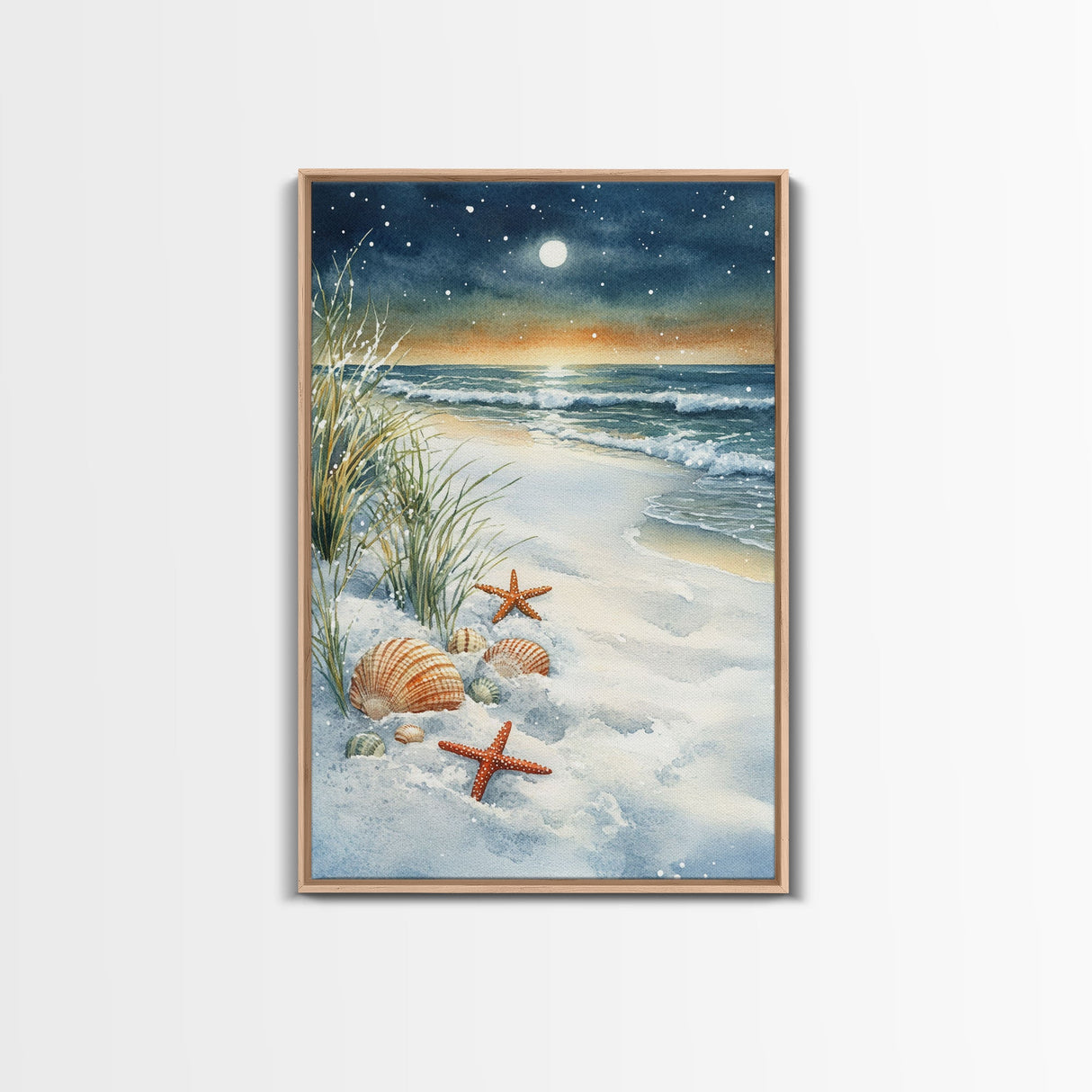 Canvas Print Of Christmas On The Beach, Trendy Christmas Art, Winter Art, Winter Art Print, Wood Framed Art