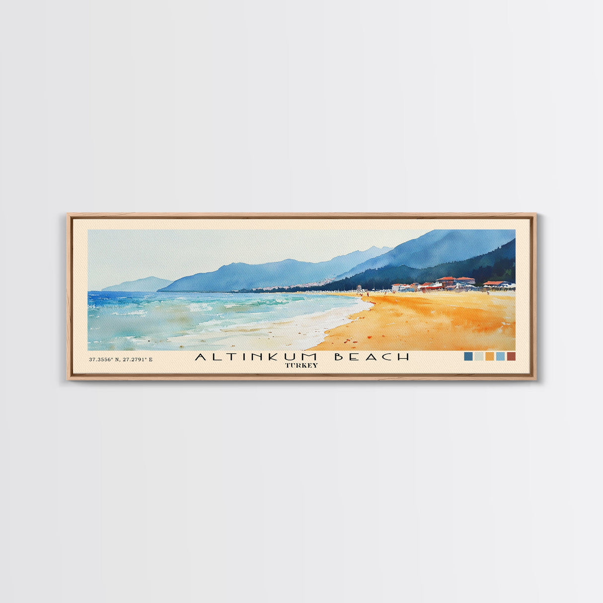 Altinkum Beach, Turkey Watercolor Beach Print, Vacation Gift, Turkey Wall Art, Beach Painting, Beach Decor, Beach Painting