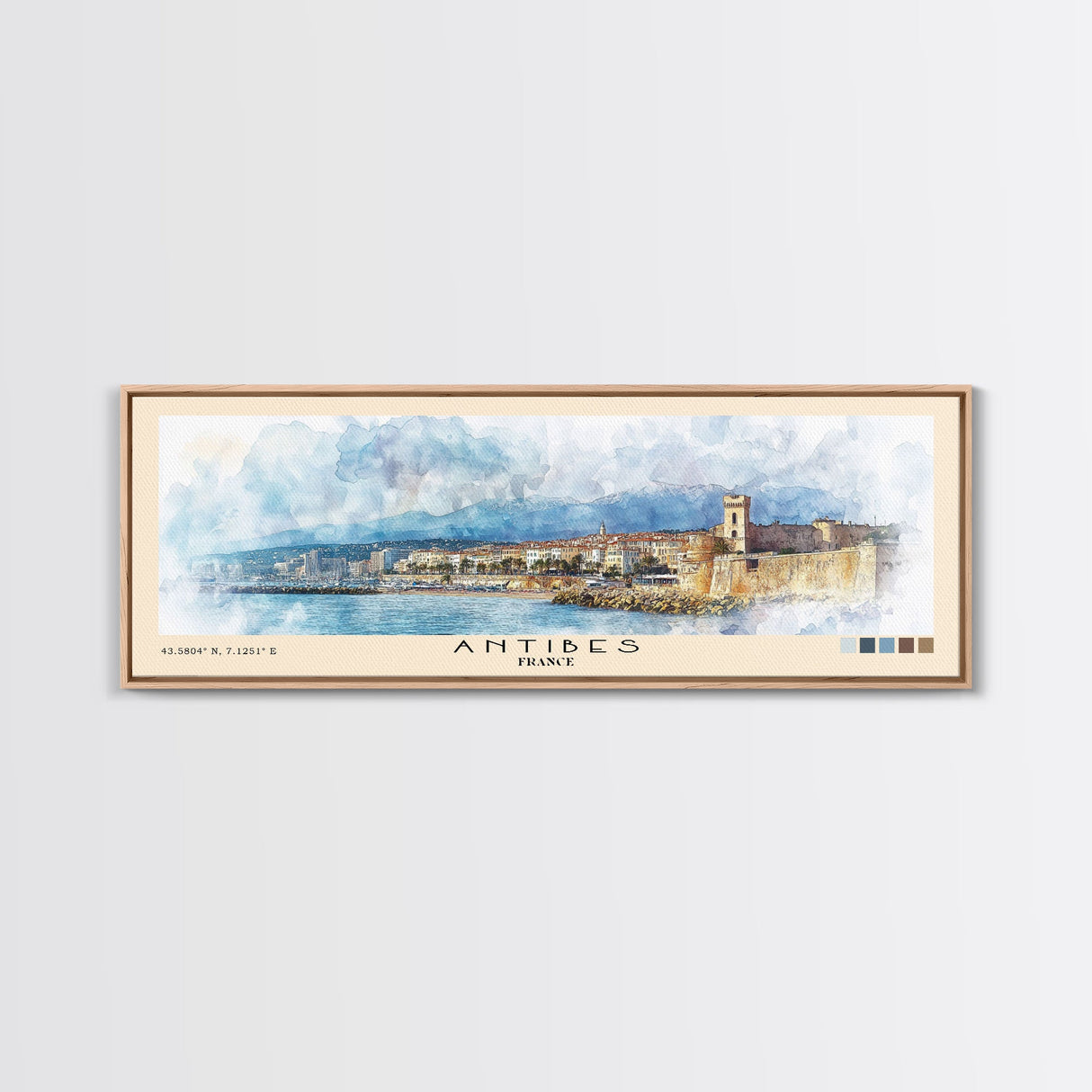 Antibes, France Watercolor Print, Vacation Gift, France Wall Art, Beach Painting, Beach Decor, Large Wall Art, Wood Frame Art