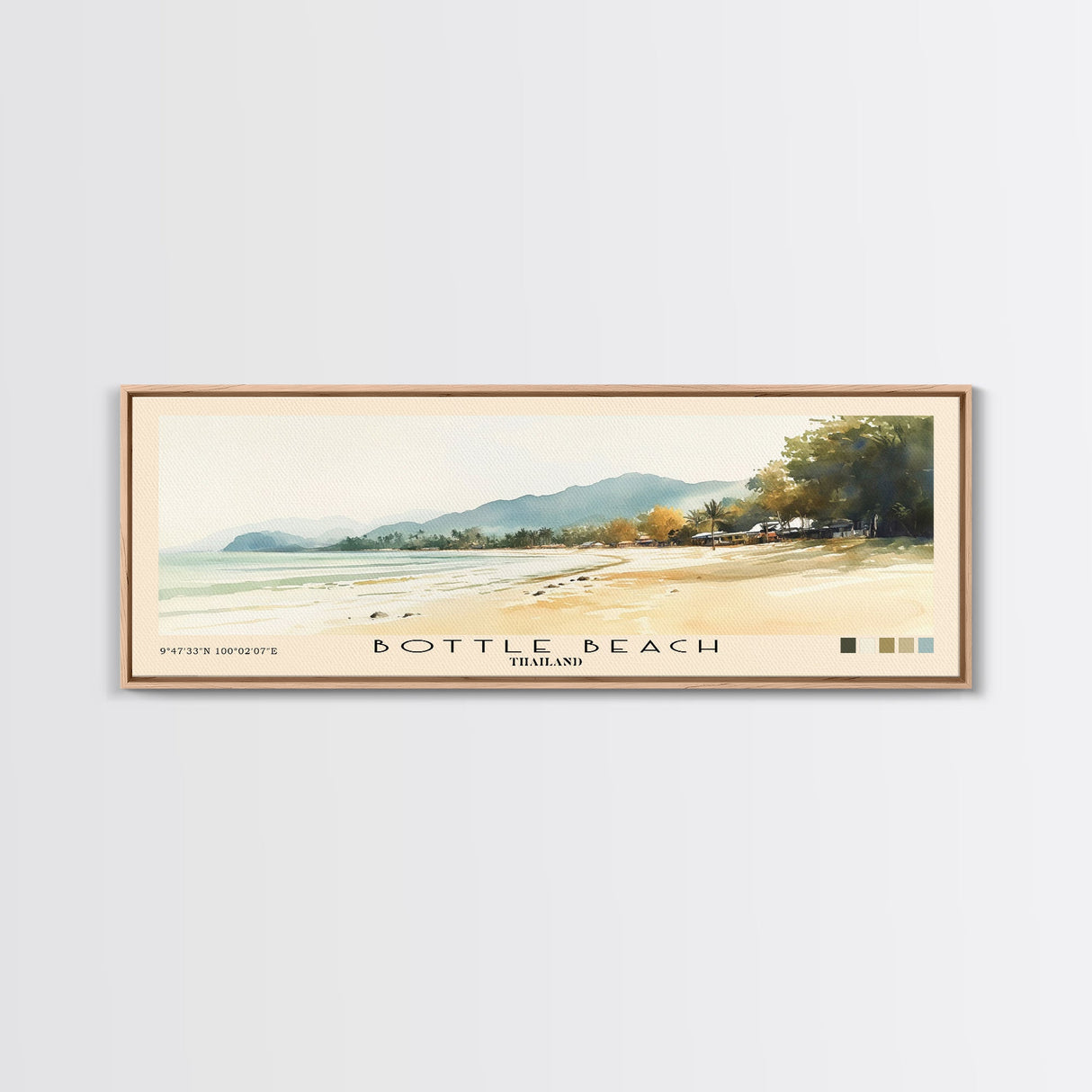 Bottle Beach, Thailand Watercolor Beach Print, Vacation Gift, Thailand Wall Art, Framed Canvas Print, Framed Beach Painting