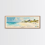 Chill Island Beach, Bahamas Watercolor Beach Print, Vacation Gift, Bahamas Wall Art, Framed Canvas Print, Framed Beach Painting