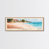 Crane Beach, Barbados Watercolor Beach Print, Vacation Gift, Barbados Wall Art, Framed Canvas Print, Framed Beach Painting