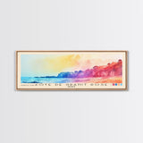 Côte de Granit Rose, France Watercolor Beach Print, Vacation Gift, France Wall Art, Framed Canvas Print, Framed Beach Painting