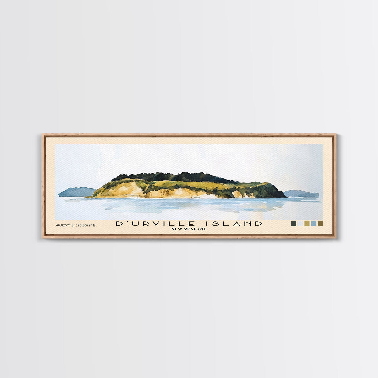 D’Urville Island, New Zealand Watercolor Beach Print, Vacation Gift, New Zealand Wall Art, Framed Canvas Print, Framed Beach Painting