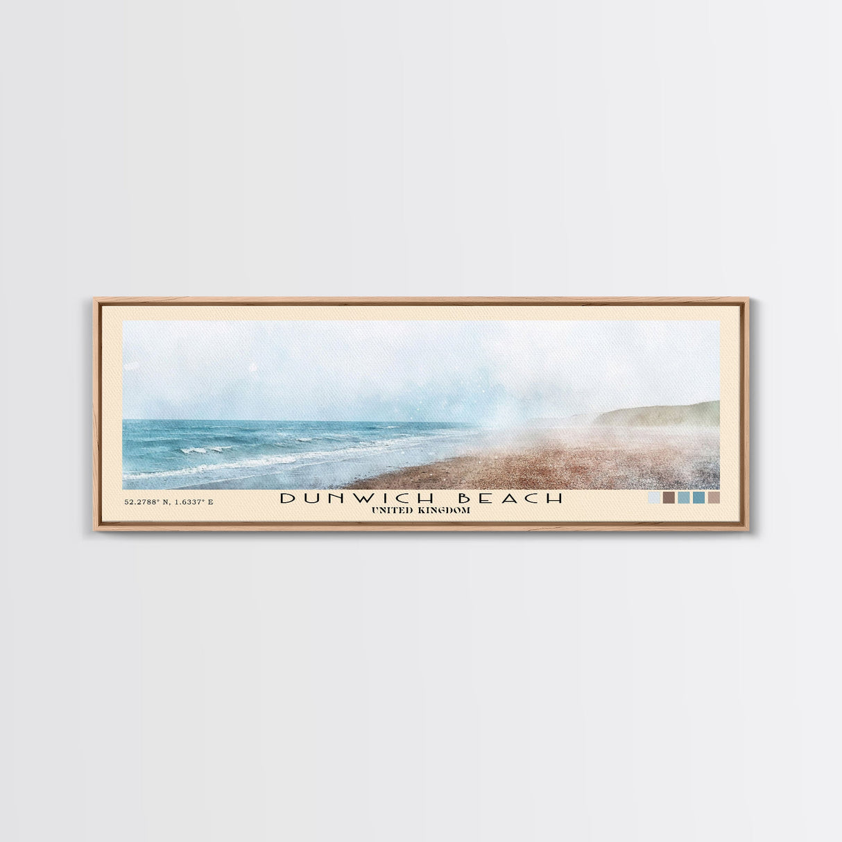 Dunwich Beach, United Kingdom Watercolor Beach Print, Vacation Gift, United Kingdom Wall Art, Framed Canvas Print, Framed Beach Painting