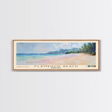 Flamenco Beach, Puerto Rico Watercolor Beach Print, Vacation Gift, Puerto Rico Wall Art, Framed Canvas Print, Framed Beach Painting