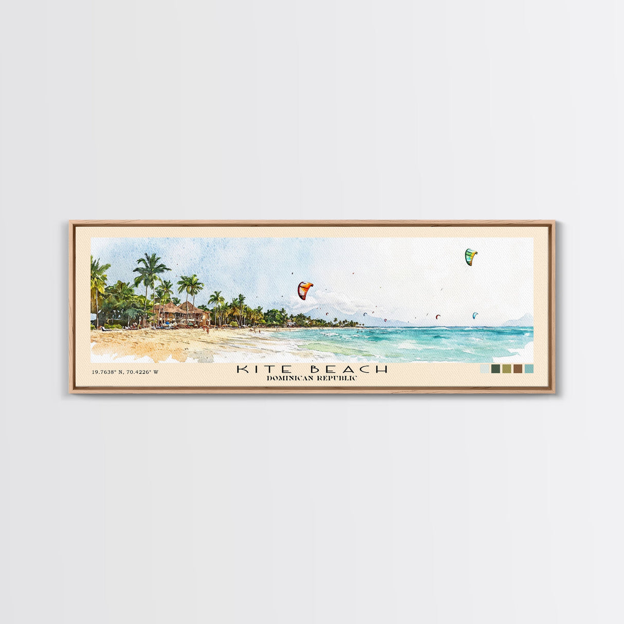 Kite Beach, Dominican Republic Watercolor Beach Print, Vacation Gift, Dominican Republic Wall Art, Framed Canvas Print, Framed Beach Painting