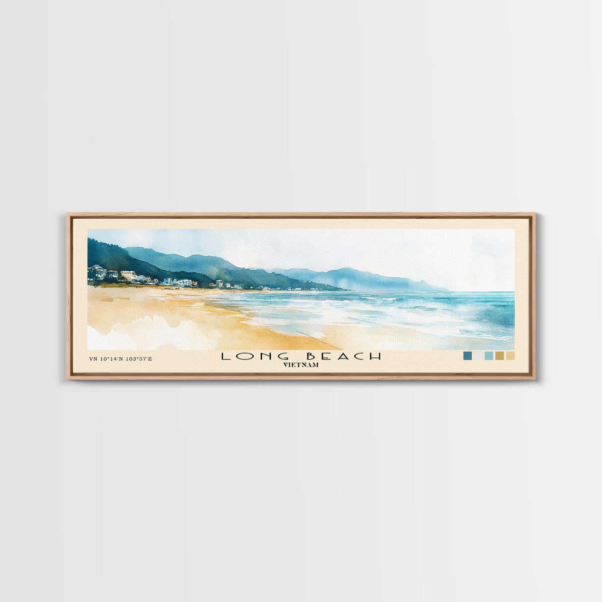 Long Beach, Vietnam Watercolor Beach Print, Vacation Gift, Vietnam Wall Art, Beach Painting, Beach Decor, Beach Painting