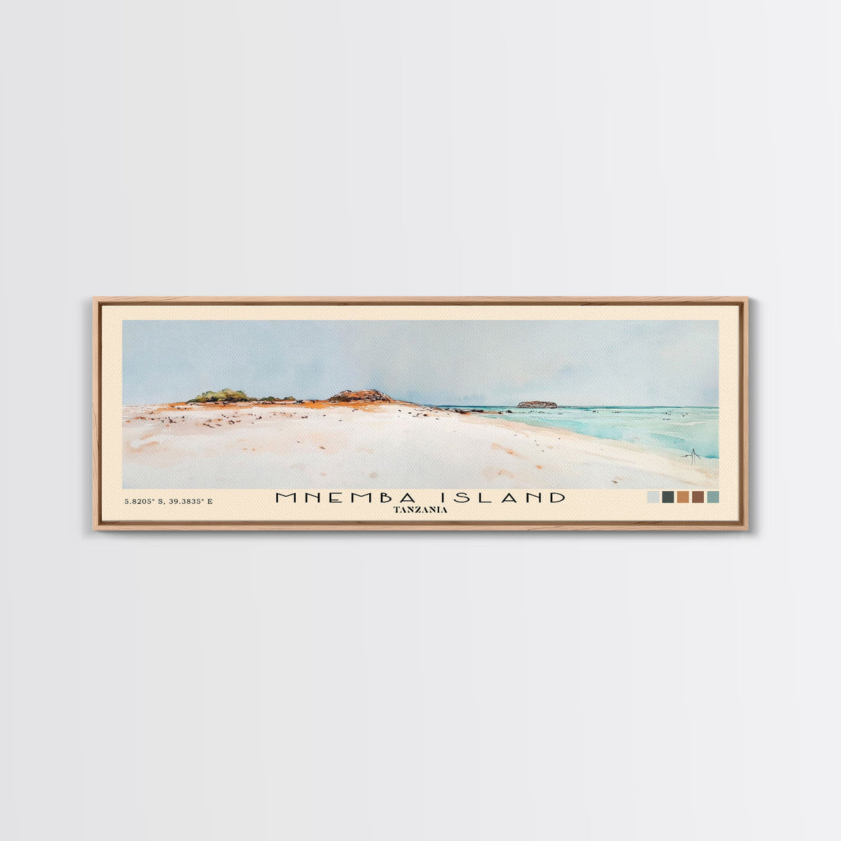 Mnemba Island, Tanzania Watercolor Beach Print, Vacation Gift, Tanzania Wall Art, Framed Canvas Print, Framed Beach Painting