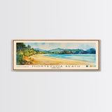 Montezuma Beach, Costa Rica Watercolor Beach Print, Vacation Gift, Costa Rica Wall Art, Framed Canvas Print, Framed Beach Painting