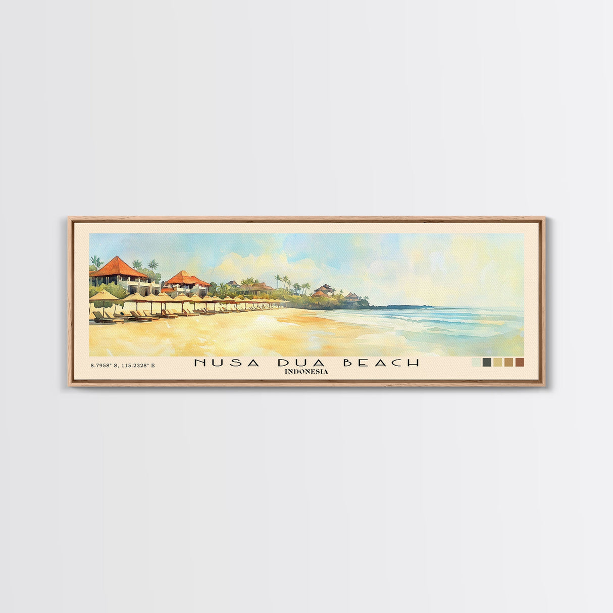 Nusa Dua Beach, Indonesia Watercolor Beach Print, Vacation Gift, Indonesia Wall Art, Beach Painting, Beach Decor, Beach Painting