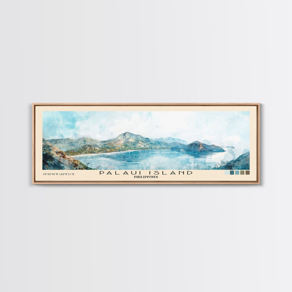 Palaui Island, Philippines Watercolor Print, Vacation Gift, Philippines Wall Art, Beach Painting, Beach Decor, Large Wall Art, Wood Frame Art