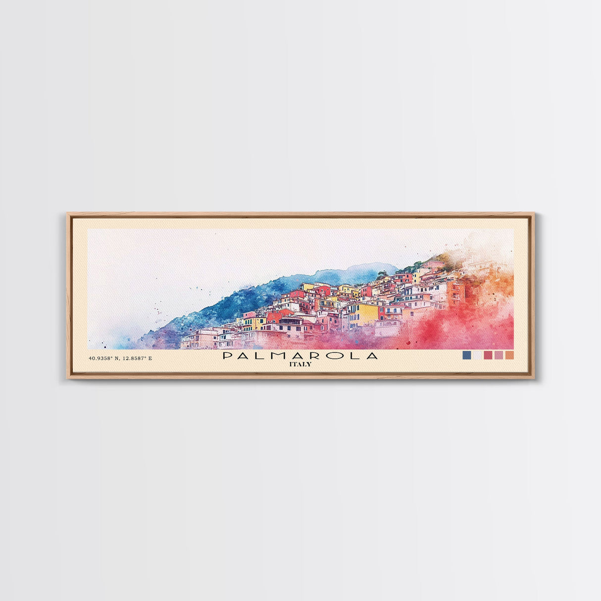 Palmarola, Italy Watercolor Print, Vacation Gift, Italy Wall Art, Beach Painting, Beach Decor, Large Wall Art, Wood Frame Art