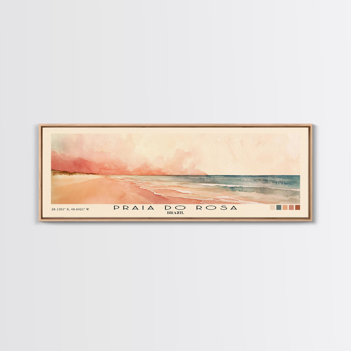 Praia do Rosa, Brazil Watercolor Print, Vacation Gift, Brazil Wall Art, Beach Painting, Beach Decor, Large Wall Art, Wood Frame Art