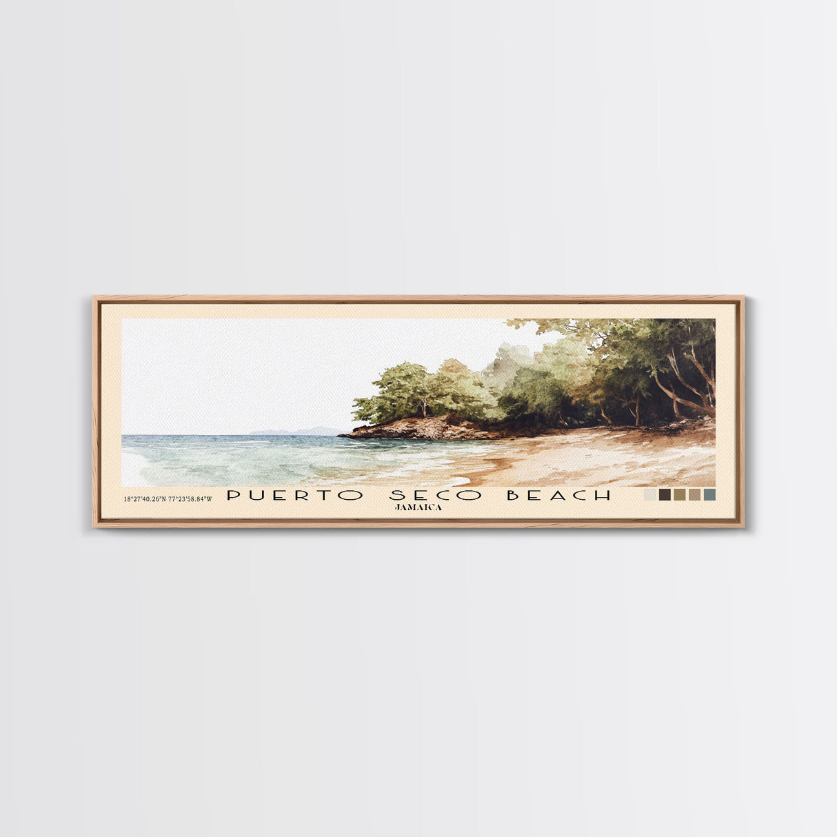 Puerto Seco Beach, Jamaica Watercolor Beach Print, Vacation Gift, Jamaica Wall Art, Framed Canvas Print, Framed Beach Painting