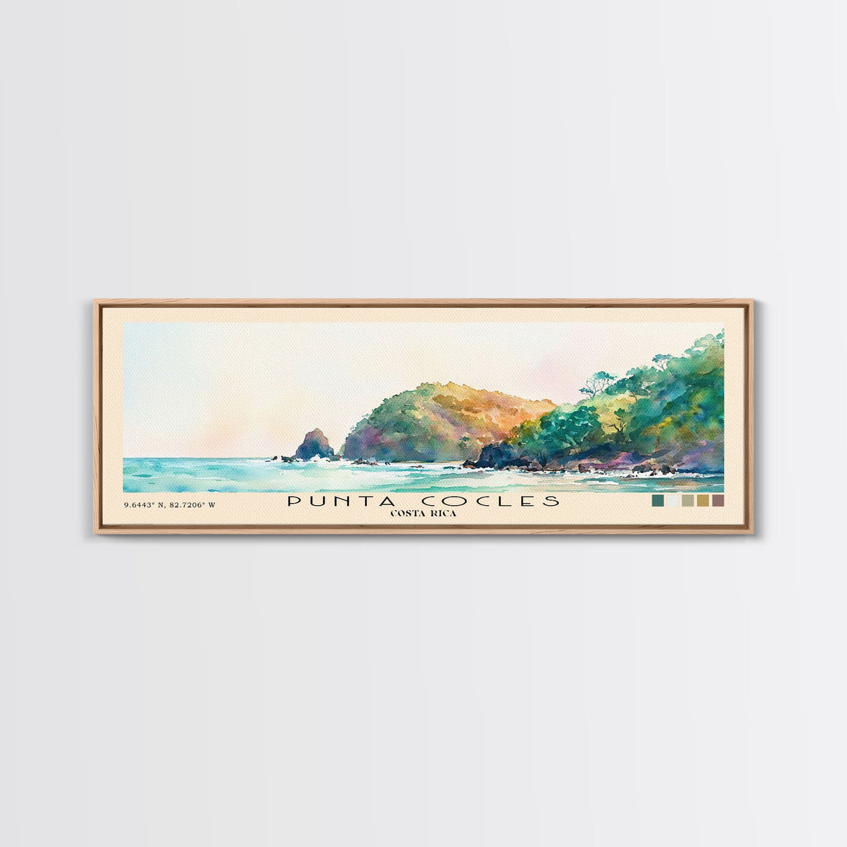 Punta Cocles, Costa Rica Watercolor Beach Print, Vacation Gift, Costa Rica Wall Art, Framed Canvas Print, Framed Beach Painting