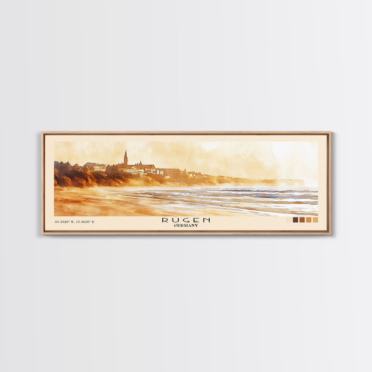 Rügen, Germany Watercolor Beach Print, Vacation Gift, Germany Wall Art, Framed Canvas Print, Framed Beach Painting