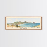 Saint Martin Island, France and Holland Watercolor Beach Print, Vacation Gift, France and Holland Wall Art, Framed Canvas Print, Framed Beach Painting