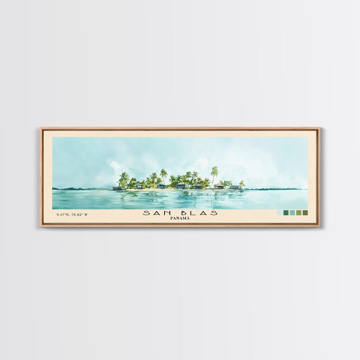 San Blas, Panamá Watercolor Beach Print, Vacation Gift, Panamá Wall Art, Framed Canvas Print, Framed Beach Painting