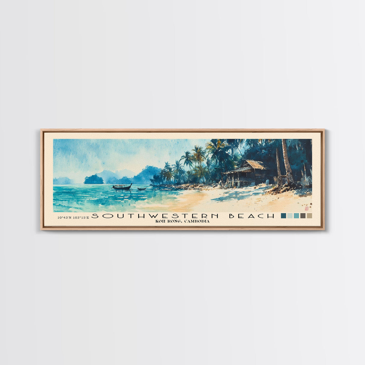 Southwestern Beach, Koh Rong, Cambodia Watercolor Beach Print, Vacation Gift, Koh Rong, Cambodia Wall Art, Beach Painting, Beach Decor, Beach Painting