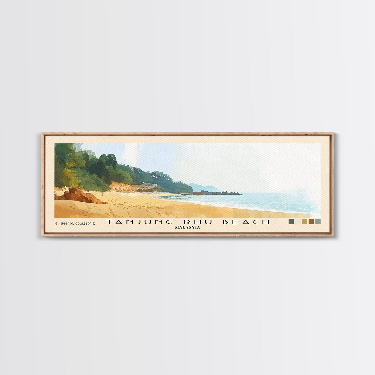 Tanjung Rhu Beach, Malasyia Watercolor Beach Print, Vacation Gift, Malasyia Wall Art, Framed Canvas Print, Framed Beach Painting