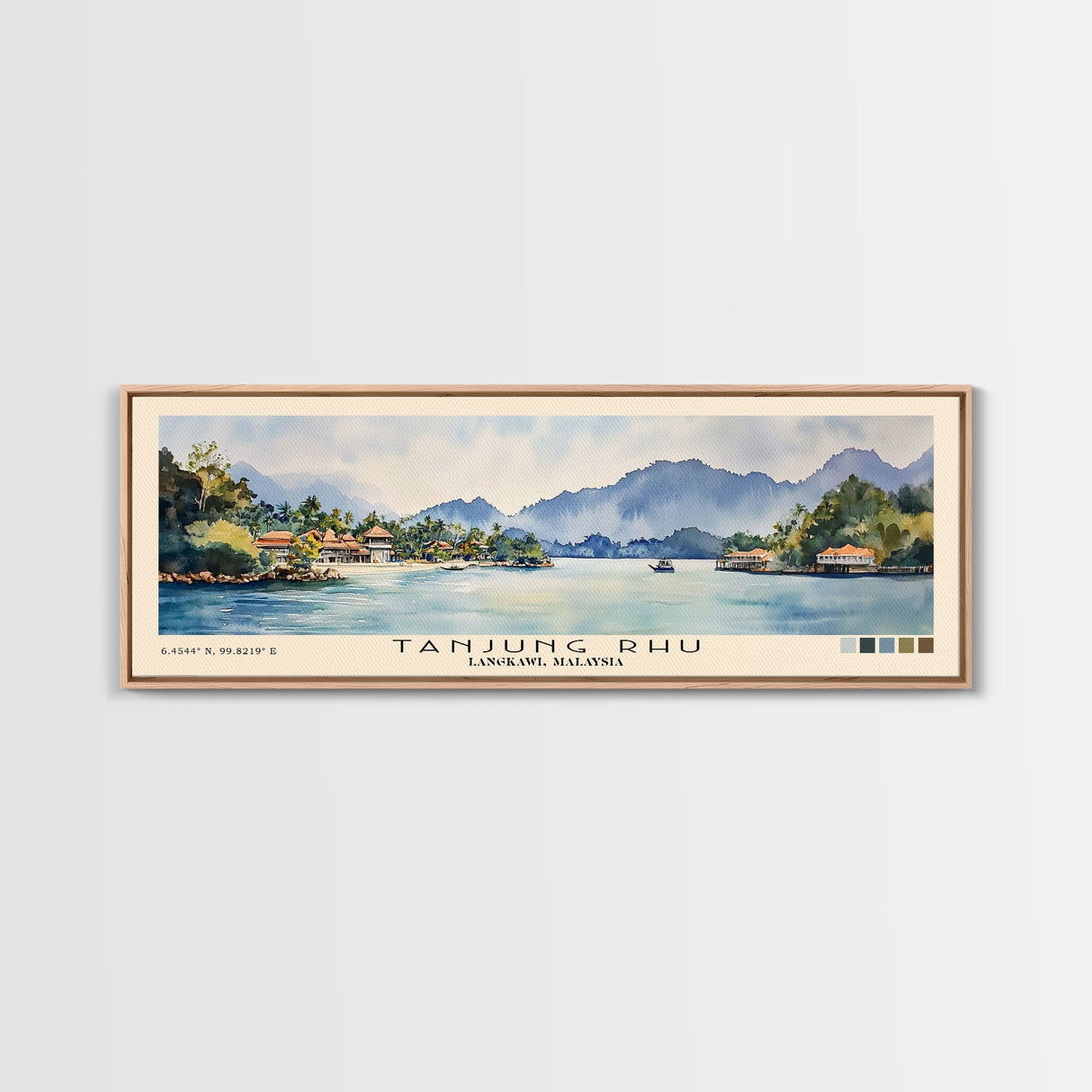 Tanjung Rhu, Langkawi, Malaysia Watercolor Print, Vacation Gift, Langkawi, Malaysia Wall Art, Beach Painting, Beach Decor, Large Wall Art, Wood Frame Art