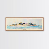 Tromelin Island, France Watercolor Beach Print, Vacation Gift, France Wall Art, Framed Canvas Print, Framed Beach Painting