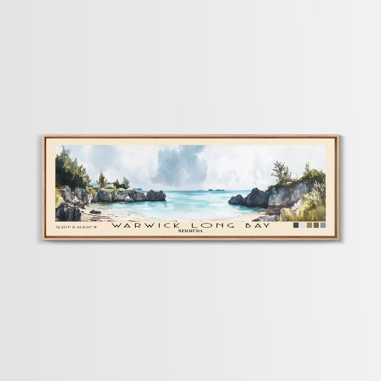 Warwick Long Bay, Bermuda Watercolor Beach Print, Vacation Gift, Bermuda Wall Art, Beach Painting, Beach Decor, Beach Painting