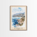 Acapulco, Chile Watercolor Beach Print, Vacation Gift, Chile Wall Art, Beach Painting, Beach Decor, Beach Painting