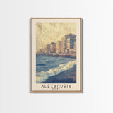 Alexandria, Egypt Watercolor Beach Print, Vacation Gift, Egypt Wall Art, Beach Painting, Beach Decor, Beach Painting