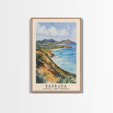 Barbuda, Antigua and Barbuda Watercolor Beach Print, Vacation Gift, Antigua and Barbuda Wall Art, Framed Canvas Print, Framed Beach Painting