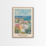 Bermuda, United Kingdom Watercolor Beach Print, Vacation Gift, United Kingdom Wall Art, Framed Canvas Print, Framed Beach Painting