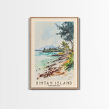 Bintan Island, Indonesia Watercolor Beach Print, Vacation Gift, Indonesia Wall Art, Framed Canvas Print, Framed Beach Painting